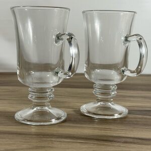 Set of 2 Irish Coffee 12 oz. Glass Cups Mugs Footed Pedestal Living Quarters